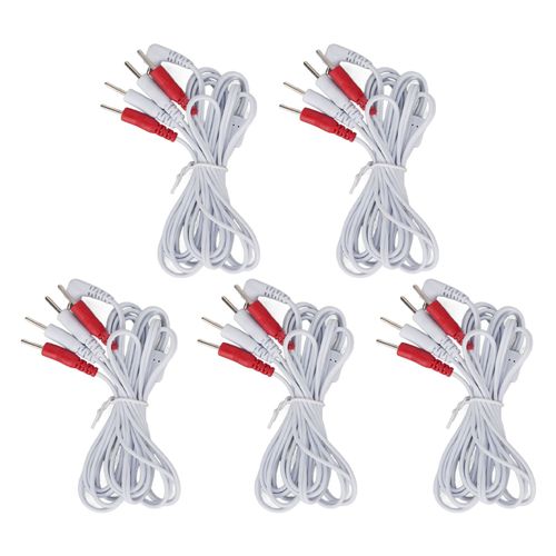 Lot de 5 fils d'electrode 1 a 4 broches, longueur 1,5 m, favorise la circulation sanguine, fiche multifonctionnelle de 2,5 mm, fil blanc pour unite TENS