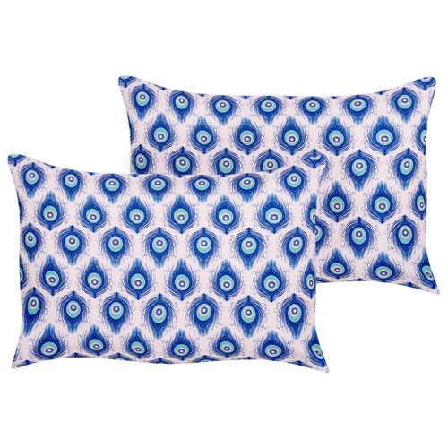 Lot De 2 Coussins De Jardin À Motif De Paon Bleu Et Rose 40 X 60 Cm Ceriana