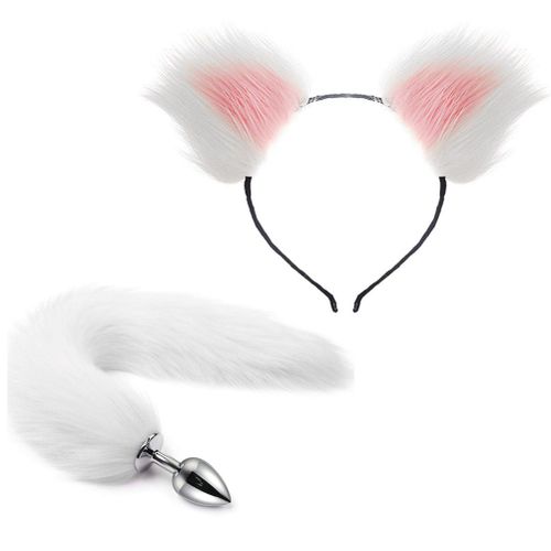 Serre-Tete Oreilles De Chat Pour Femme, Deguisement De Fete Anime Avec Queue Et Bouchon En Metal, Ensemble De Cosplay Sexy