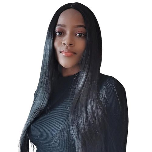 Perruque Synthetique Mi-Longue Noire De 61 Cm Pour Femme, Cheveux Raides, Ideale Pour Les Fetes Et Les Rendez-Vous.