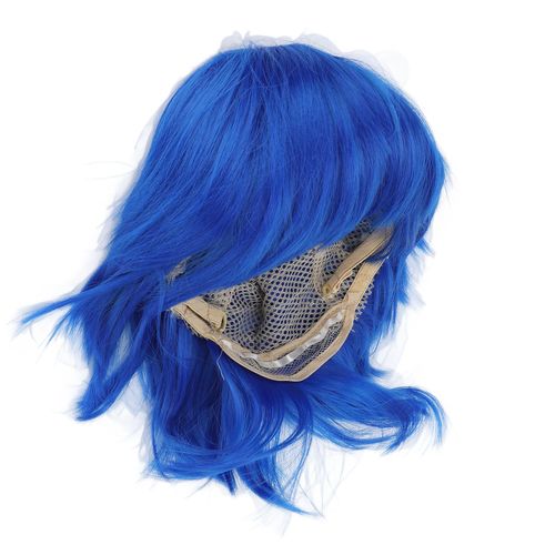 Perruque De Cosplay Courte Et Duveteuse Pour Homme, Cheveux Synthetiques Naturels, Bleus, Pour Deguisement De Fete, Anime