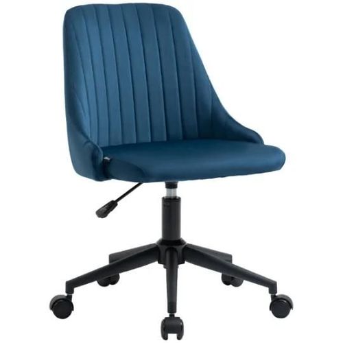 Vinsetto Chaise De Bureau Design Contemporain Dossier Enveloppant Strié Hauteur Réglable Pivotant 360° Aspect Velours Bleu