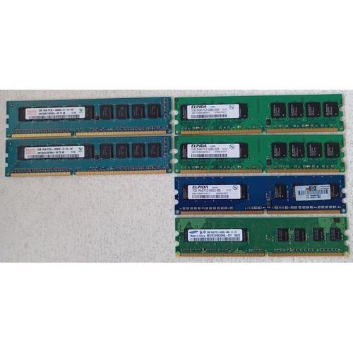 lot de 6 barrettes RAM 1 Go et 2 Go