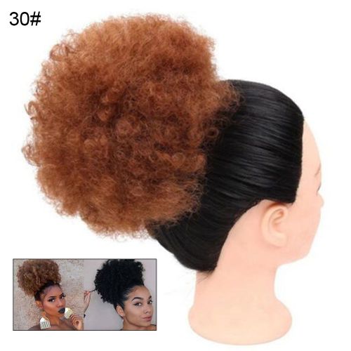 Extensions De Cheveux Synthetiques A Clip, Queue De Cheval Courte Afro, Chignon Afro Avec Cordon De Serrage, Cheveux Boucles 