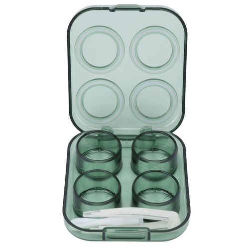 Etui A Lentilles De Contact, Boite De Voyage Portable, Support De Lentilles De Contact, Conteneur Avec Pince A Epiler, Baton De Port, Vert 