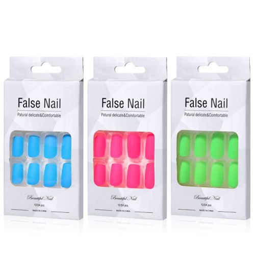 Faux Ongles Fluorescents A Coller, Couleur, Couverture Complete, Ongles Artificiels Pour Nail Art, Salon De Manucure, Pour Femmes Et Filles 