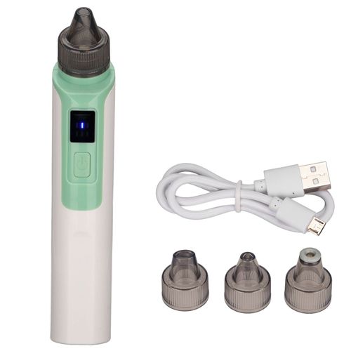 Aspirateur Pour Points Noirs, 4 Tetes D'aspiration, 6 Vitesses De Force, Appareil De Nettoyage Des Pores Du Visage, Vert