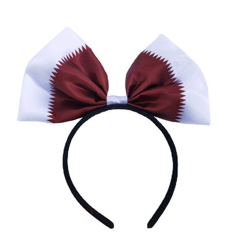 Serre-Tetes A Noud Avec Drapeau Du Qatar Pour Femmes, Accessoires Pour Cheveux De Match De Football, Serre-Tete Rouge Et Bleu