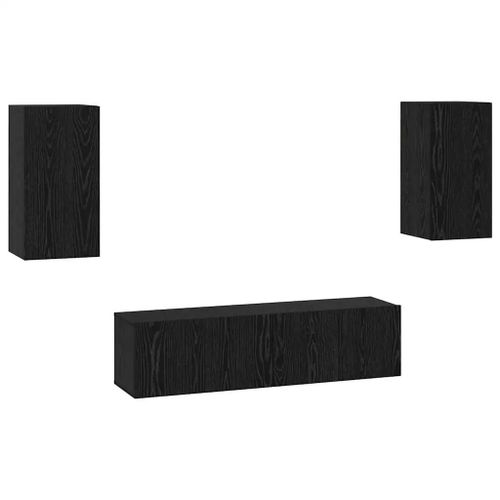 Vidaxl Ensemble Meuble Tv 4 Pcs Chêne Noir Moyen 60 X 30 X 30 Cm
