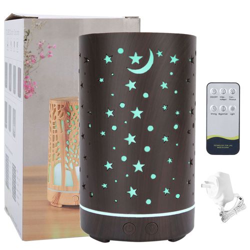 Humidificateur De Bureau 200 Ml A Motif Etoile Creuse, Diffuseur D'air Aromatique, Humidificateur A Lumiere 7 Couleurs (110-240 V) Prise Au 