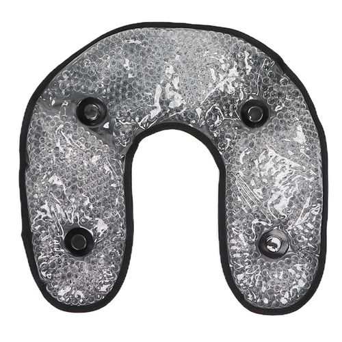 Coussin de cou rafraichissant en forme de U, reutilisable, pour soulager les blessures au cou, noir
