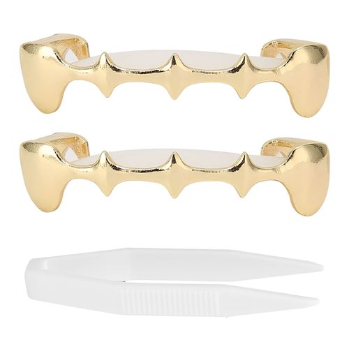 Ensemble De Fausses Dents Irregulieres Hip Hop, Accessoire De Decoration De Dents Pour Le Festival D'halloween, Style Hip Hop, Dore