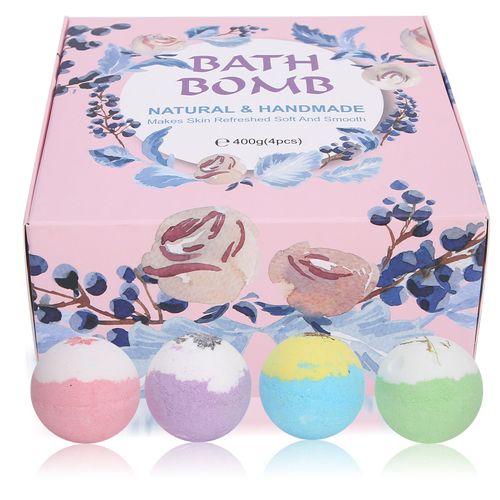Lot De 4 Boules De Sel De Bain Exfoliantes Et Hydratantes, Parfumees Et Aromatherapiques, 100 G 