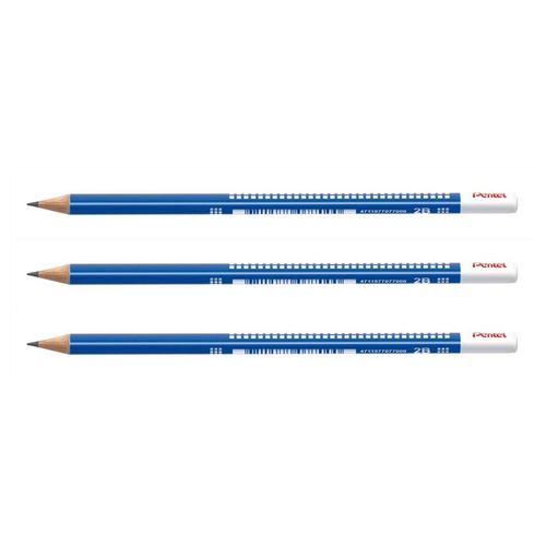 Pentel Lot De 3 Crayons Graphite En Bois De Cèdre Corps Triangulaire Mine Collée 2b