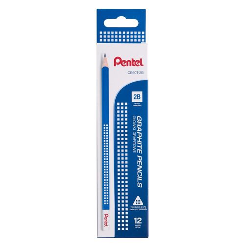 Pentel Lot De 12 Crayons Graphite En Bois De Cèdre Corps Triangulaire Mine Collée 2b
