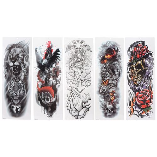 Lot De 5 Grands Tatouages Temporaires Impermeables Pour Bras, Pour Femmes Et Hommes 