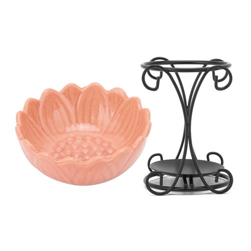 Diffuseur D'huiles Essentielles Aroma Furnace Iron 70 Ml Avec Bol En Ceramique Pour Decoration Interieure, Bureau, Salle De Sport, Studio, Rose 
