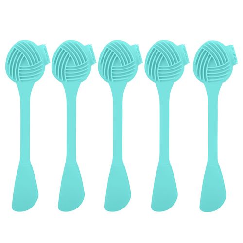 Lot De 5 Brosses Nettoyantes Double Tete En Silicone Pour Le Visage, Applicateur De Masque De Boue, Vert