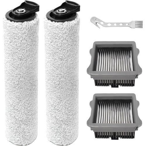 Brosse À Rouleau + Filtre Pour Tineco Floor One S5 Steam/Ifloor 5 Steam Aspirateur Sec Et Humide Pièces De Rechange, Ensemble D'Accessoires 2 Rouleaux De Brosse + 2 Filtres[SSE7110206]