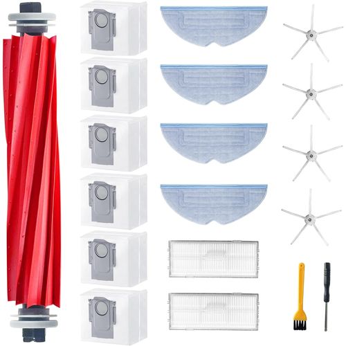 19 Accessoires Pour Roborock S7 Maxv Ultra/S7 Pro Ultra/S7 Max Ultra Remplacement Kit De Rechange 1 Brosse Principale 6 Sacs À Poussière 4 Serpillière 2 Filtres 4 Blanc Brosses Lat[SSE7111829]