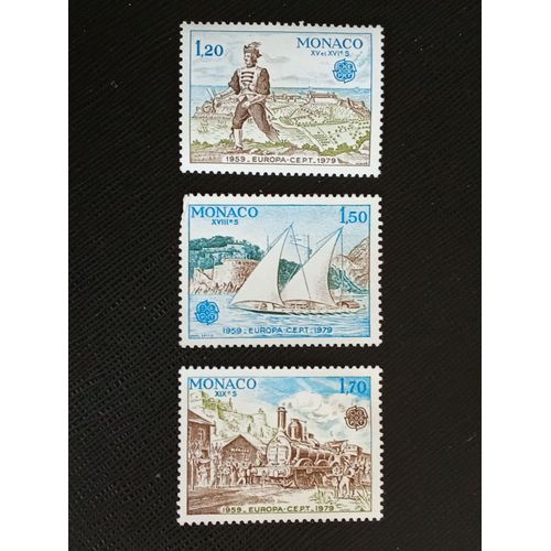 Timbre Monaco Yt 1186 A 1188 Europe: Histoire De La Poste Et Des Télécommunications 1979 ( 0300804 )