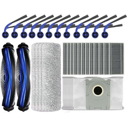 Kit D'Accessoires Pour Robot T80 42 Pièces Pour Aspirateur Ecovacs T80, 2 Brosses Principales, 4 Rouleaux De Chiffon, 12 Brosses Latérales, 12 Filtres, 12 Sacs À Poussière (Lot De [SSE7112413]