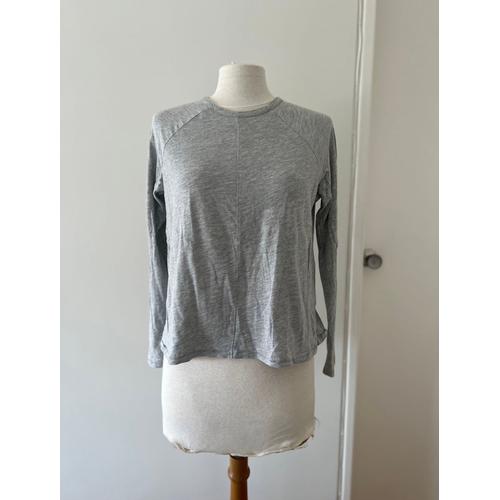Top Asos Manches Longues Gris À Fentes Dans Le Dos / Grey Long-Sleeved Top With Slits In The Back