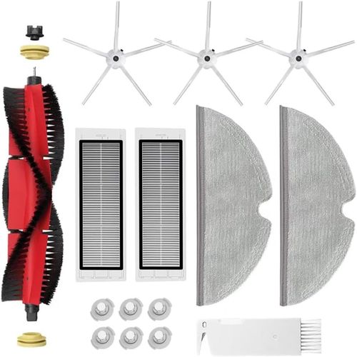Accessoires Kit Pour Xiaomi Roborock S5 Max S6 Max S6 Pure S6 Maxv S50 S51 S55 S60 S65 S5 S6, 1 Brosse Principale, 2 Filtres Hepa, 3 Brosses Latérales, 2 Chiffons De Serpillière[SSE7114735]