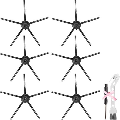 Brosse Latérale Pour Roborock S7, S6 Maxv, S6, S6 Pure, E4, S4 Max, S4, S5 Max, S5, E35 Et E2 Robot Aspirateur, Brosses Latérales En Silicone Accessoires, Paquet De 6 (Noir)[SSE7114958]