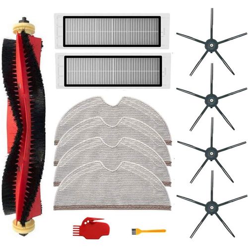 Kit De 13 Pièces Pour Aspirateur Xiaomi Roborock S6 S60 S65 S5 Max S6 Maxv S6 Pure Accessoires, 1 Rouleau De Balais, 2 Filtres, 4 Chiffons De Serpillière, 4 Brosses Latérales[SSE7113390]