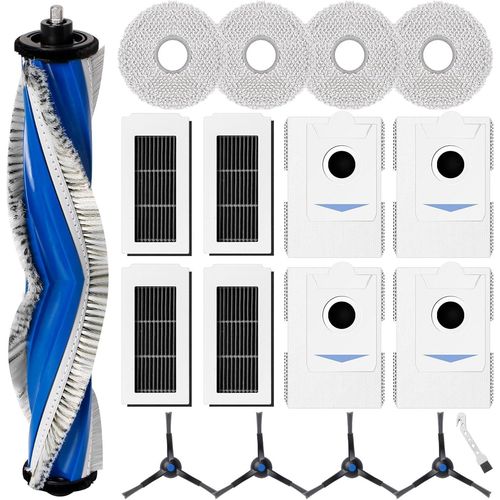 Ensemble D'Accessoires Pour Ecovacs Deebot X5 Omni D'Aspirateur Robot, 1 Brosse Roulante + 4 Lingettes + 4 Filtres + 4 Brosses Latérales + 4 Sacs À Poussière + 1 Brosse De Nettoyag[SSE7114123]