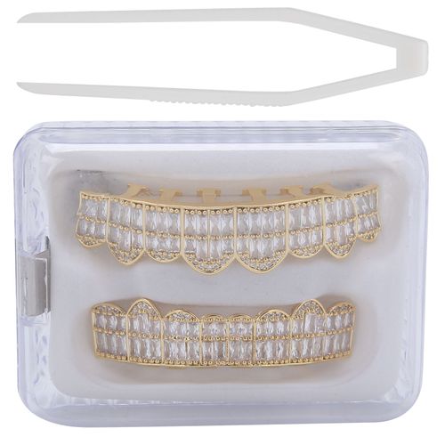 Ensemble De Fausses Dents Hip Hop En Laiton Plaque Or, Decoration De Dents Pour Le Festival D'halloween (Or) 