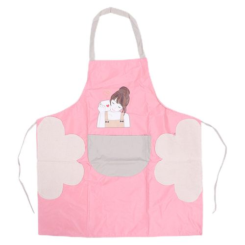 Tablier De Cuisine Impermeable A Motif Beauty Girl Avec Poche, Rose 