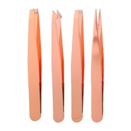 Pince A Epiler Les Sourcils En Acier Inoxydable, Pointe Inclinee, Outil De Maquillage (Or Rose) 