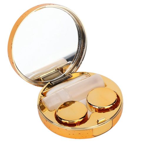 Boite De Rangement Ronde Et Reflechissante Pour Lentilles De Contact (Dore) 