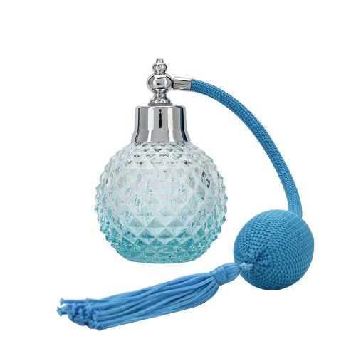 Flacon De Parfum Vintage Vide En Verre Rechargeable De 100 Ml Avec Vaporisateur A Poire Noir Antique Et Pompon