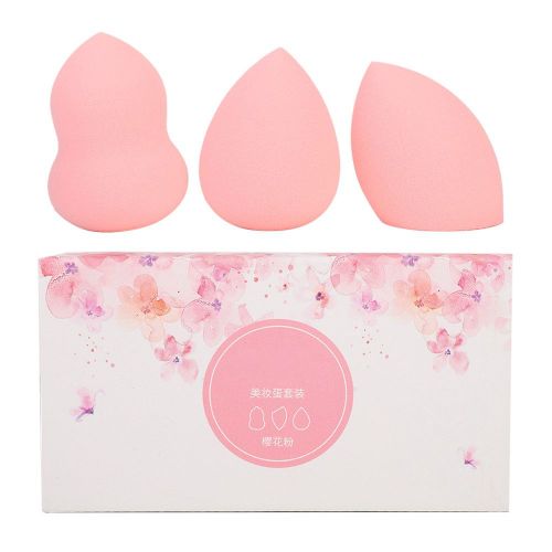 Lot De 3 Houppettes De Maquillage Double Usage Pour Fond De Teint, Poudre, Visage (Rose Fleur De Cerisier) 