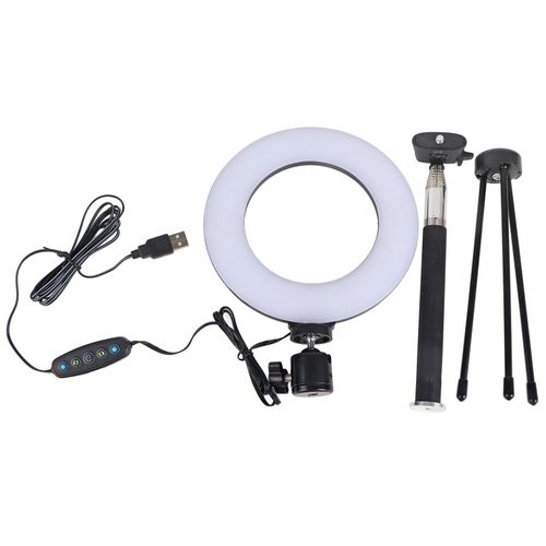 Anneau lumineux LED de 6 pouces a intensite variable avec support pour video, camera en direct, maquillage