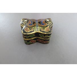 Ancienne Boîte Métal Émail Cloisonné Papillon