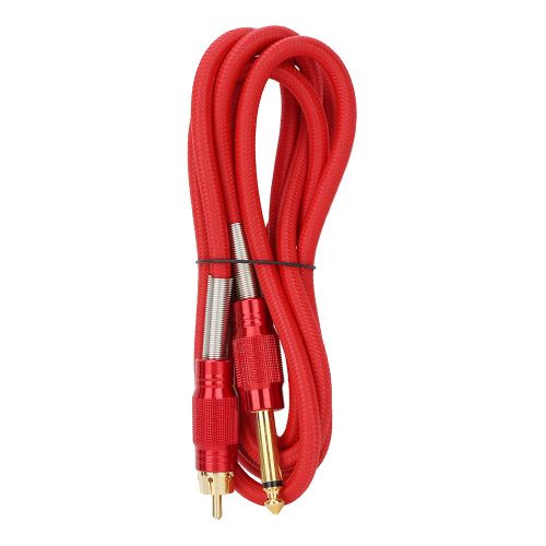 Cables de connexion RCA droits en alliage de 1,8 m pour machines a tatouer (rouge)