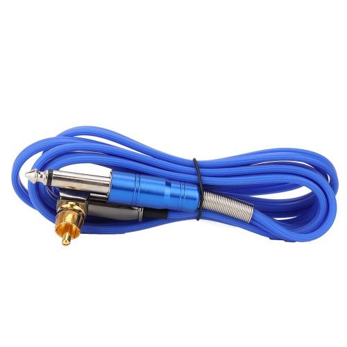Cables de connexion RCA coudes en silicone souple de 1,8 m pour machines a tatouer (bleu)