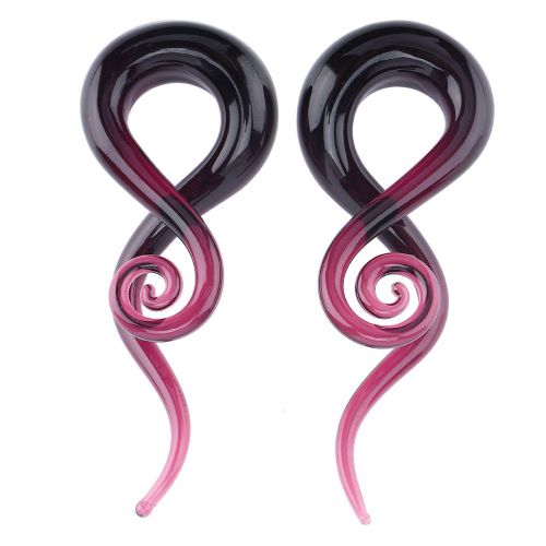 Bouchons D'oreille En Verre, Ecarteurs D'oreille En Spirale, Piercing, Bijoux Violets, 12