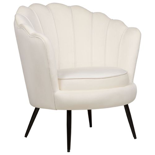 Fauteuil Fleur En Velours Blanc Cassé Lovikka