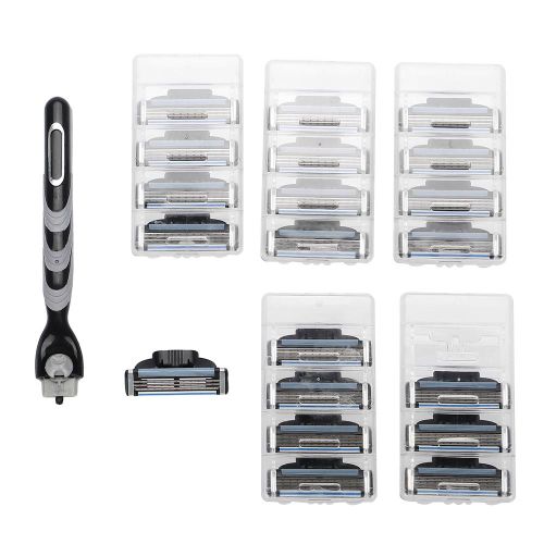 Lot de 20 tetes de rasoir a trois couches avec manche turbo pour homme, outil de nettoyage du visage