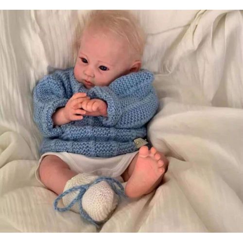Poupée Reborn Fille Blonde Aux Yeux Bleus Bébé Ultra Réaliste Nouveau-né 45cm