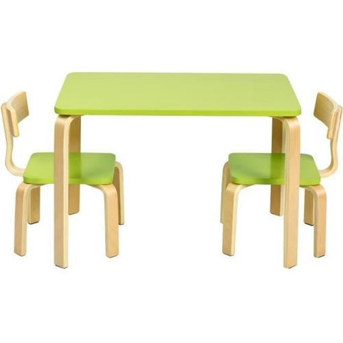 Costway Ensemble Table Et Chaise Pour Enfant, Inclus 1 Table Et 2 Chaises, Bonne Protection En Bois Courbé, Idéal Pour L?Intérieur