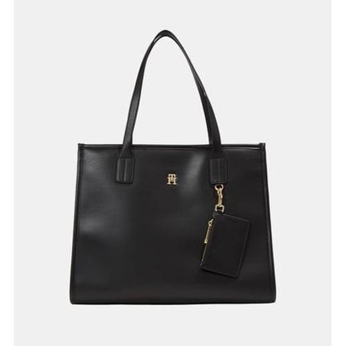 Tommy Hilfiger - Sac cabas City enduit  - Noir