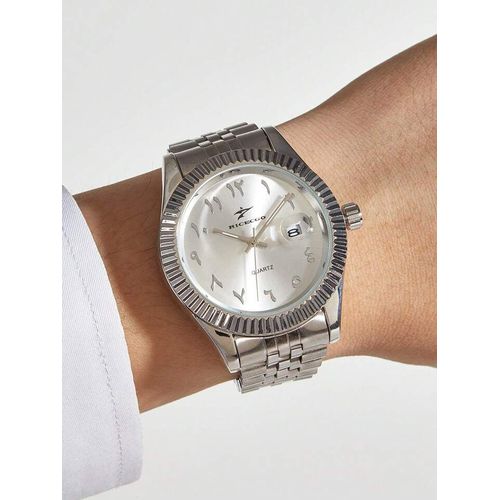 Montre Quartz À Date À Pointeur Rond Homme Silver