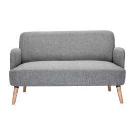 Canapé Scandinave 2 Places En Tissu Gris Clair Et Bois Clair Isko
