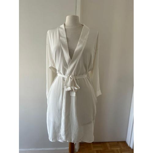 Peignoir Robe De Chambre Blanche Vintage 90s / Bathrobe Vintage White Dressing Gown  